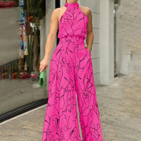 Women's Temperament Elegant Waist Tie Sleeveless Jumpsuit