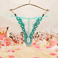 Women's Sheer Mesh Embroidered Peacock Tail Simple Briefs