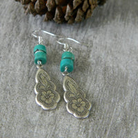 Retro Exquisite Carved Embedded Turquoise Earrings