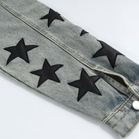 XINGX Veneer Embroidery Stitching Denim Clothes Jacket