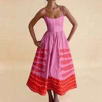 Printed Bohemian Womens Printed Woven Slip Dress With Thin Straps