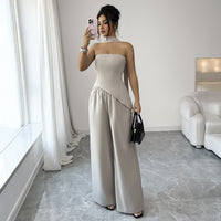 An Elegant And Sophisticated Midriff-baring Top And Bottom Set