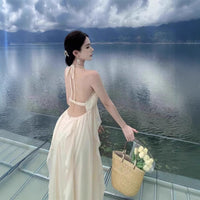 French-style Irregular Ruffle Strap Dress For Women