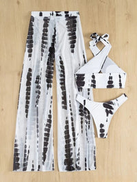 European And American New Printing And Dyeing Three-piece Mesh Trousers Style Swimsuit Bikini
