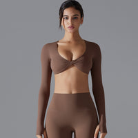 Deep V-neck Figure-hugging Breathable Cross-over Yoga Wear