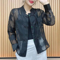 Women's Long-sleeved Thin Mandarin Collar Shirt New Chinese Top