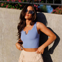 Womens Sleeveless Midriff-baring Tank Top