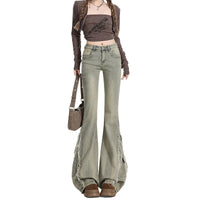 Retro High-Waist Flared Denim Jeans For Women
