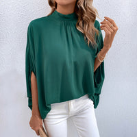 European And American-style Irregular Lace-up Half-turtleneck Shirt