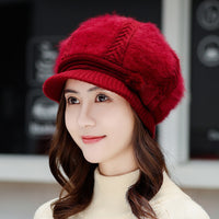 Women's Fashionable Warm Padded And Thick Knitted Wool Hat