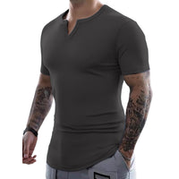 Fashion Men's Sunken Stripe Casual T-shirt Top