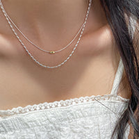 Sterling Silver Simple Gold Bead Necklace