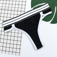 Pure Cotton Thong Ladies Sexy Striped Sports Pants Yoga Fitness T Pants