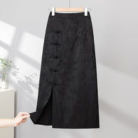 New Chinese-style Traditional Frog-button Retro Jacquard High-waisted Slimming Skirt