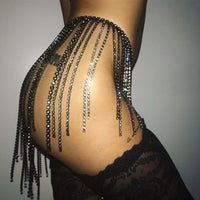 Tassel Waist Chain Shiny Long Personality Rhinestone Body Chain