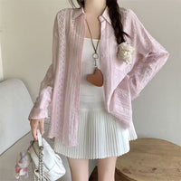 Loose-fitting Long-sleeve Cardigan Shirt Jacket For Women