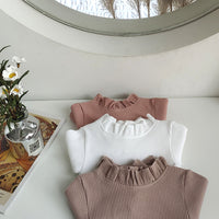 New Infant Autumn Sunken Stripe Romper Hair Band Set Baby Girl One-piece Tights