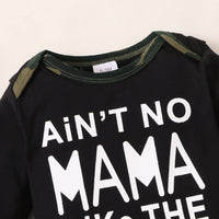 Spring And Autumn Boys' MAMA Letter Printing Long-sleeve Jumpsuit Three-piece Set
