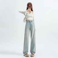 Women's Mint Green Straight Loose Jeans