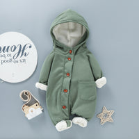 Boys' Overall Autumn And Winter Button Hooded
