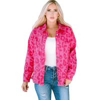 Leopard-Print Denim Fashion Button-Up Jacket For Women