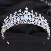 Wedding Birthday Headdress Crown Alloy Inlaid Protein Green Bright Crystal Bride