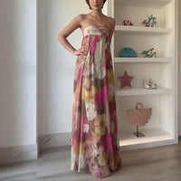 Womens Fashion Sleeveless Printed Casual Dress