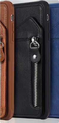 Zipper Wallet Case With Stand Tpu Anti-fall Shell