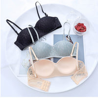 Underwear Lace Green Girl Seamless Gathering Bra Without Steel Ring
