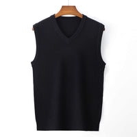 Men's Spring And Autumn Solid Color Casual V-neck Sweater