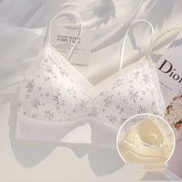 French Thin Belt Thin Underwear Women No Steel Ring Hole Cup Beautiful Back