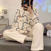 Foreign Flannel Pajamas Suit Women
