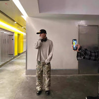 Distressed Camouflage Pants Wide Leg Loose Straight Cargo Pants