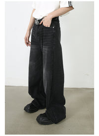 Men's Pu Shuai Korean Version Loose Washed-out Straight Wide Leg Mop Pants