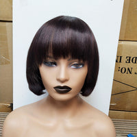 Double Drawn Human Hair Fringe Bob Wig