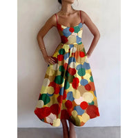 European And American-style Printed Vacation-look Tube Dress