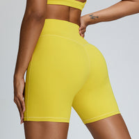 High Waist Belly Contracting Running Cycling Fitness Summer Nude Feel Yoga Shorts For Women