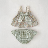 Baby Girl Cotton Baby Bloomer Floral Two-piece Sling