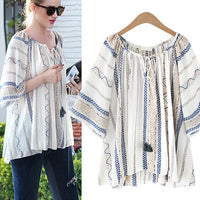 Plus-sized Cotton And Linen Retro Loose Slimming Top For Fat Girls