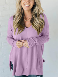 Women's Design Sewing Front Sweater Loose Knitwear Long Sleeve Top