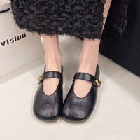 Women's Buckle Casual Leather Shoes Soft Bottom Pumps