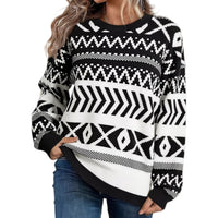 Intellectual Style Unique Long Sleeve Round Neck Knitted Sweater