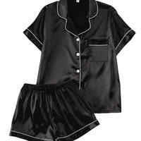 Short-sleeve Satin Three-piece And Six-piece Pajama Sets