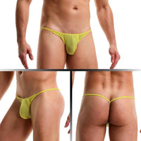 Low Waist Men's Underwear Ice Silk U Convex Multipurpose JJ Pull Ring Thong