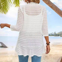 Stylish Versatile Solid-color Lace Beach Jacket