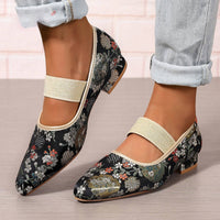 Chunky Heel Embroidery Women's Pumps