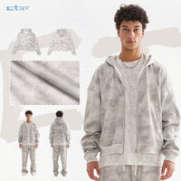 Men's Heavy Distressed Cardigan Zipper Sweater