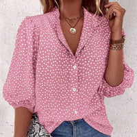 Half Sleeve Shirt Cardigan With Dots Shirt Loose