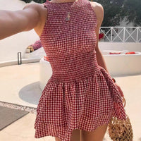Women's Plaid Irregular Skirt Mid-waist