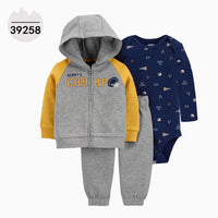 Hooded Long Sleeve Jacket Bodysuit Three Piece Kids' Suit